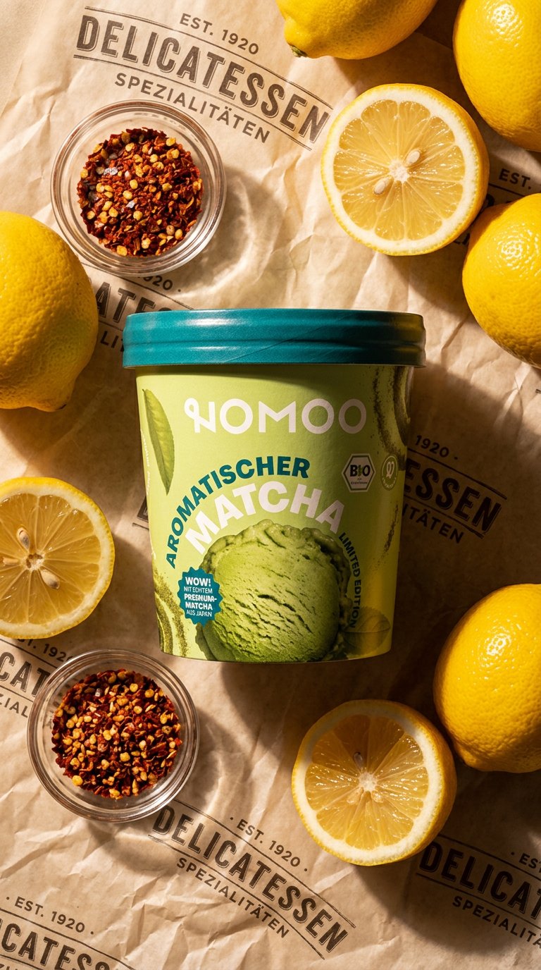 AI product shot of Nomoo Aromatischer Matcha Bio (vegan)