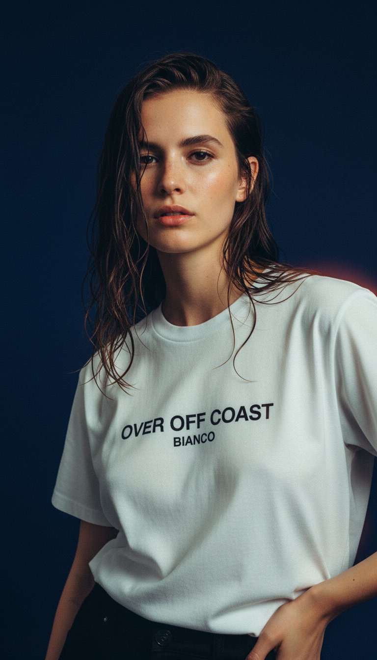 AI product shot of T-SHIRT OVER OFF COAST - BIANCO