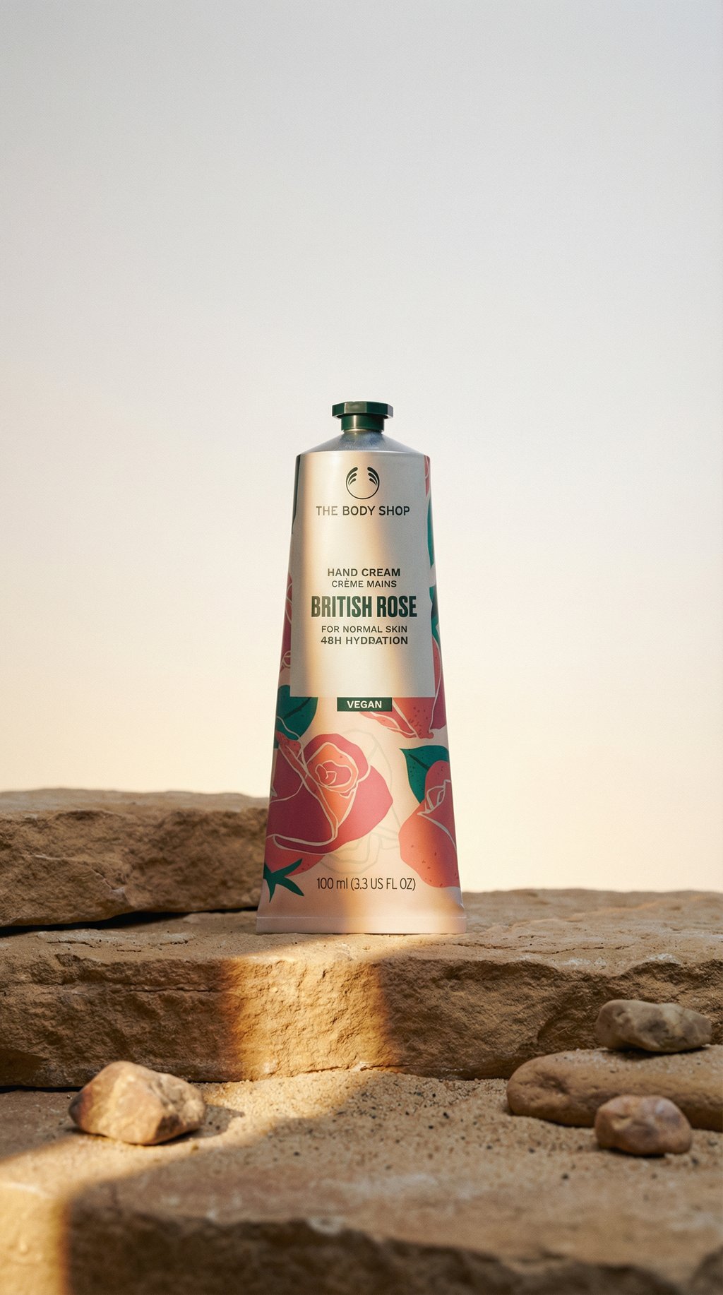 AI product shot of British Rose Hand Cream