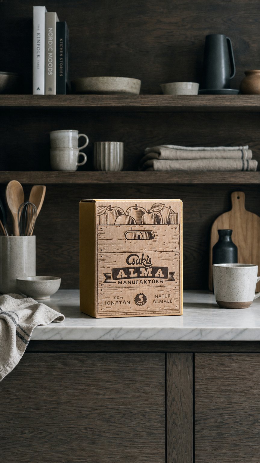 AI product shot of 100% Jonatán szűretlen almalé (5 L)