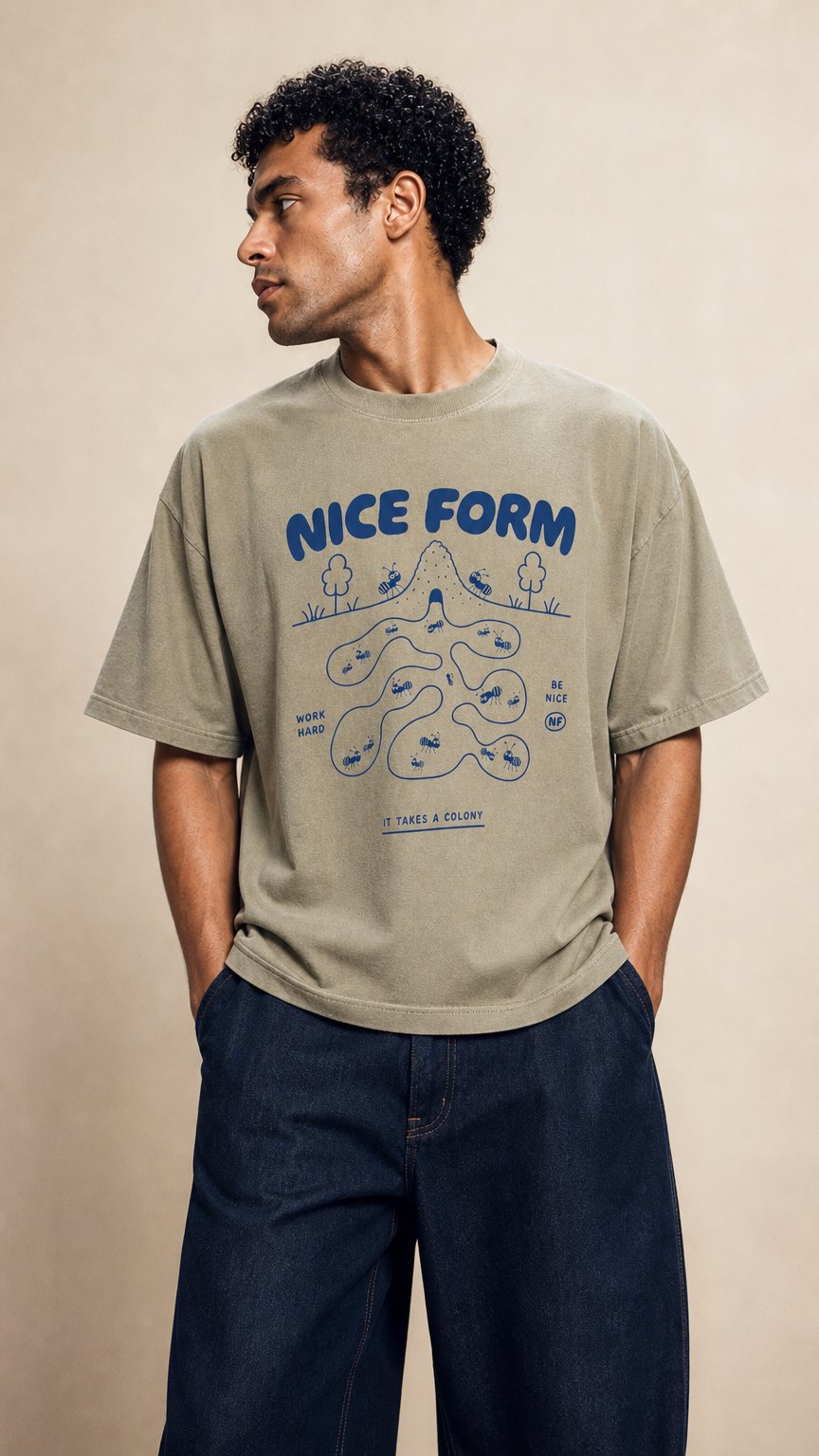 AI product shot of "It Takes a Colony" Boxy Tee