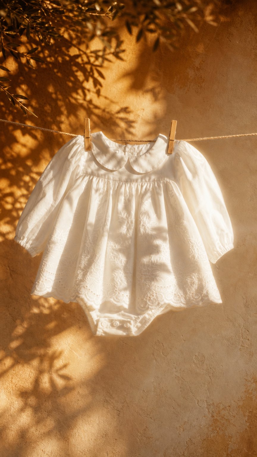 AI product shot of Baby Kleid Lucy, offwhite