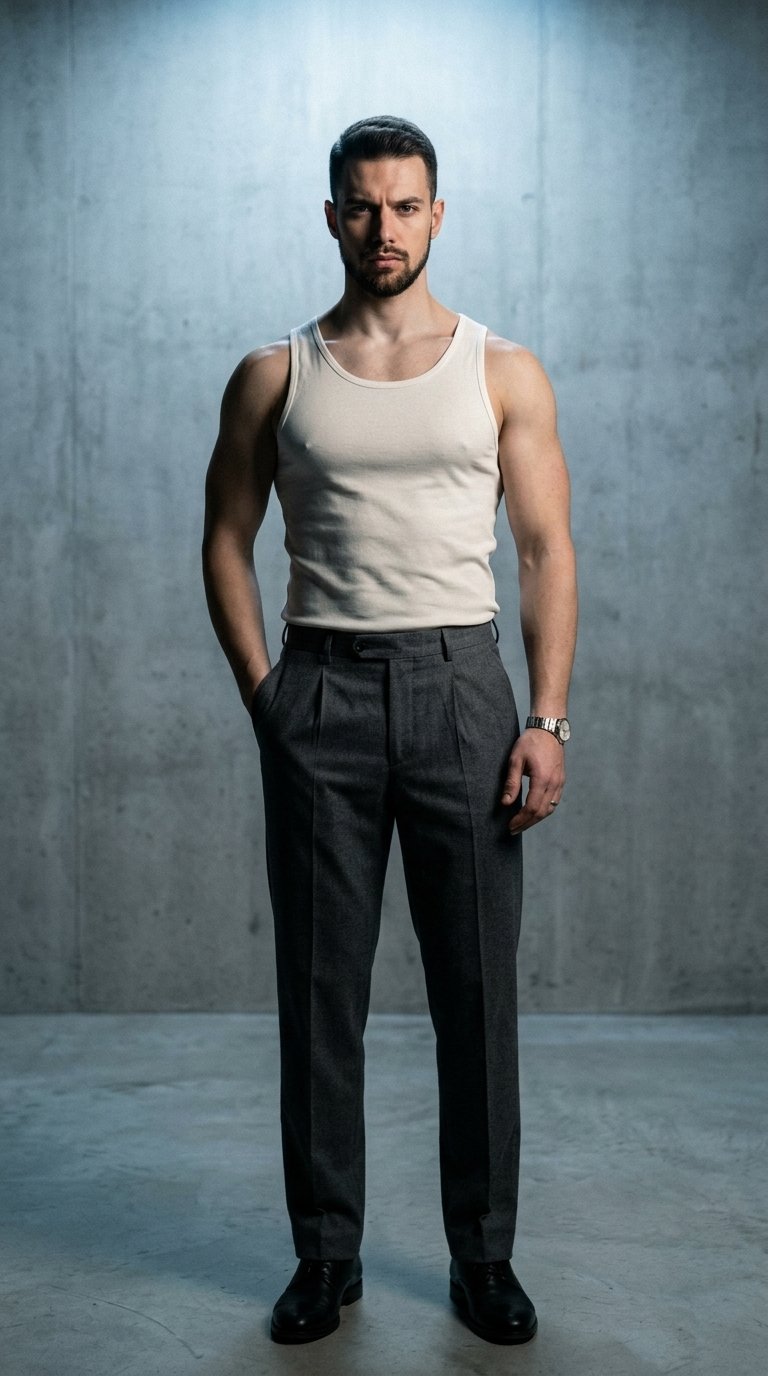 AI product shot of Canotta in Filo di Scozia Scollo Tondo