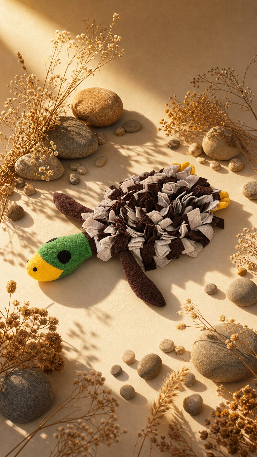 AI product shot of Squeaky Duck Snuffle Mat for Dogs – 2-in-1 Toy & Foraging Fun