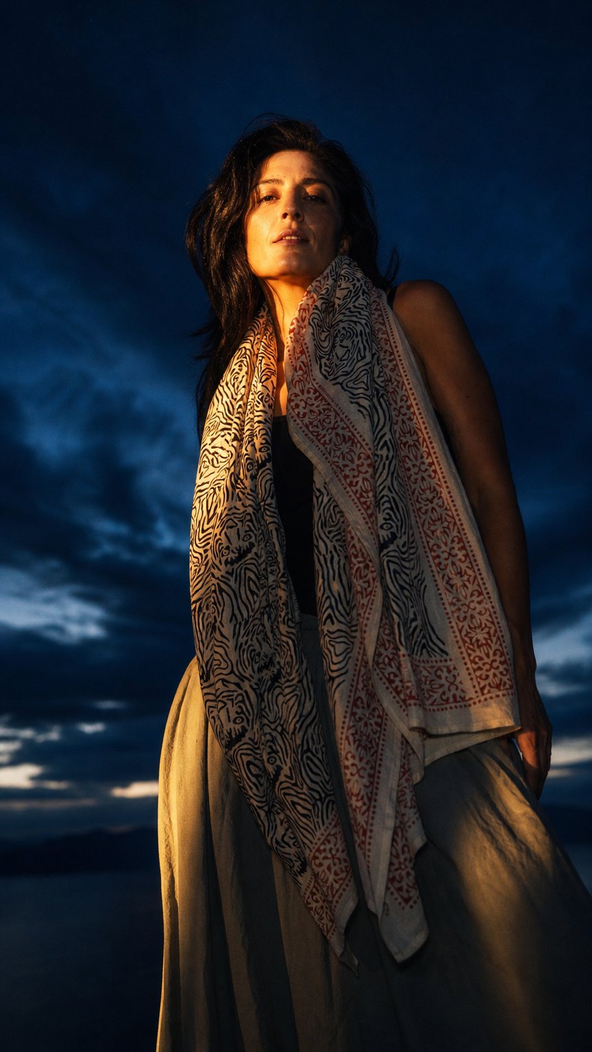AI product shot of Indian Cotton Scarf XV