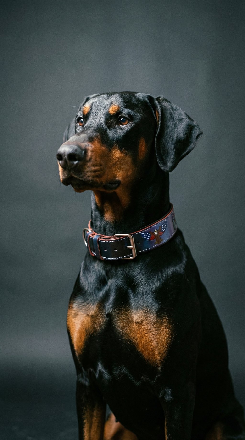 AI product shot of American Eagle Color-Shift Leather Dog Collar