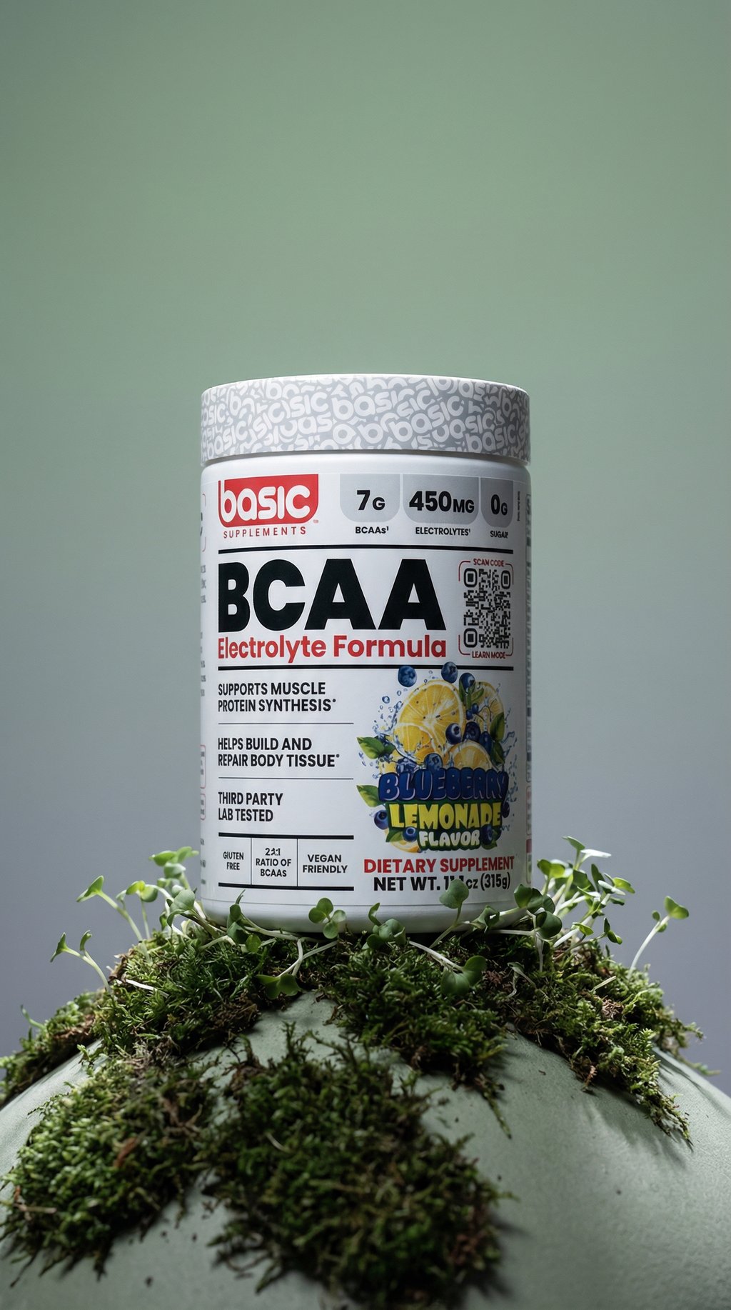 AI product shot of Blueberry Lemonade Basic BCAA