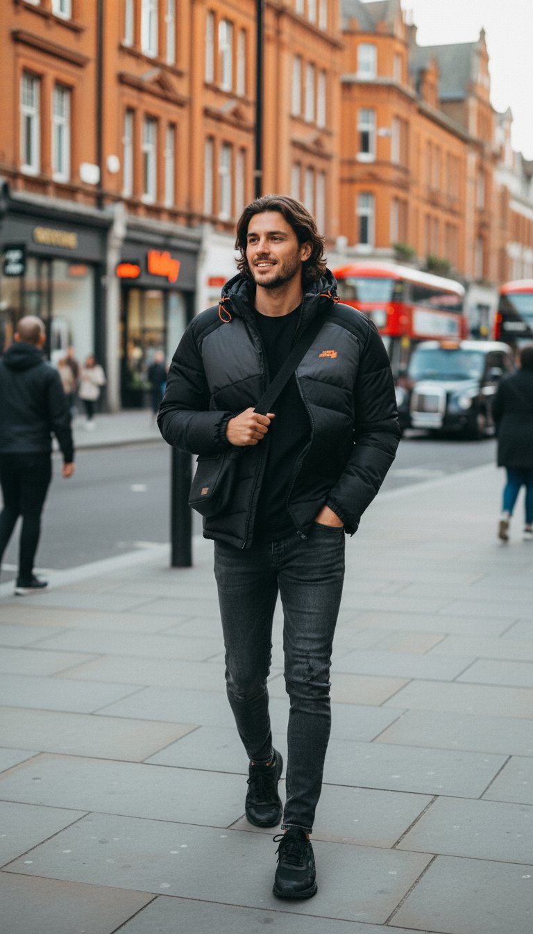 AI product shot of JCOBLOCK PUFFER - Winter jacket - black
