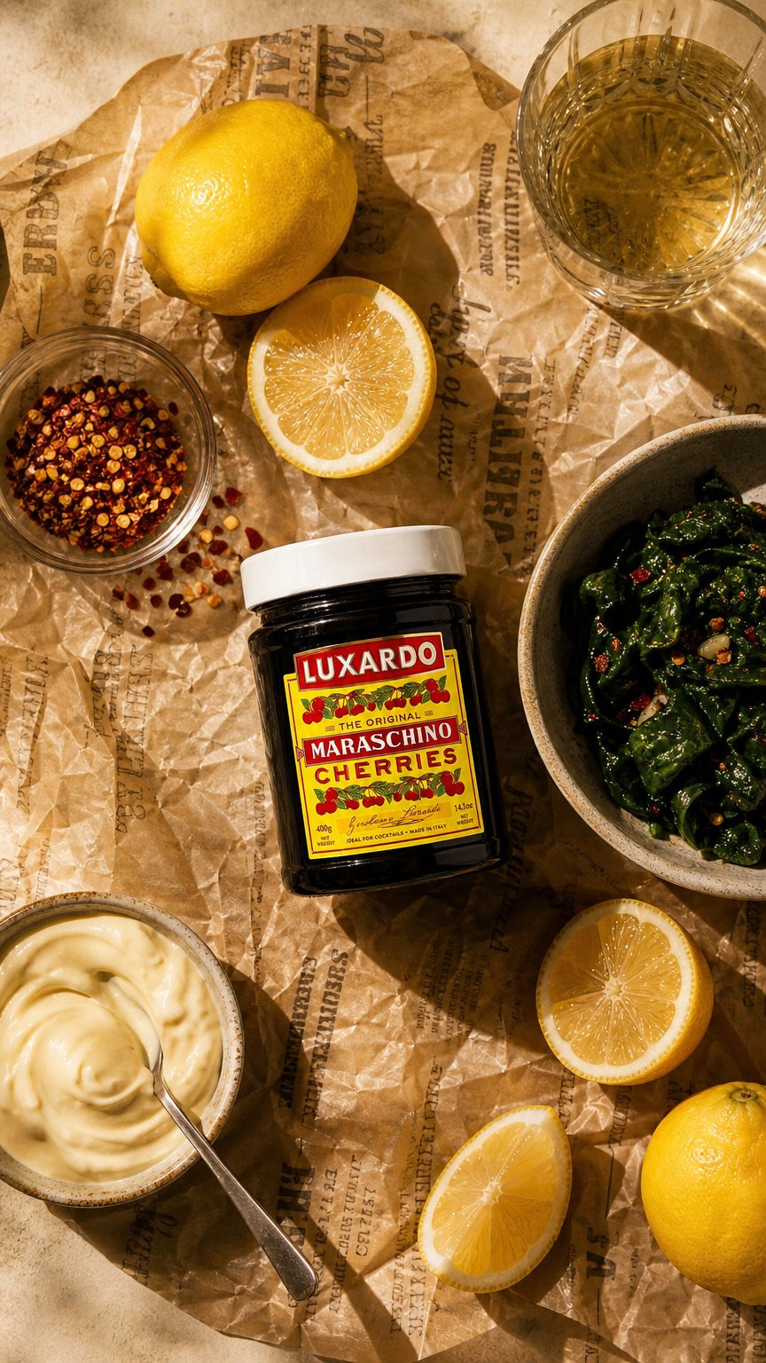 AI product shot of luxardo Gourmet Cocktail Maraschino Cherries | for Old Fashioned, Manhattan and Desserts | Packed in Special Protective Bubble | 400G Jar