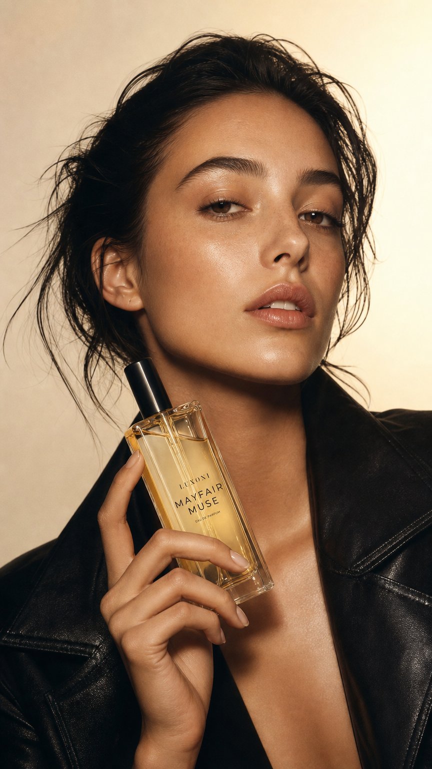 AI product shot of Mayfair Muse Eau de Parfum (45ml & 2ml)