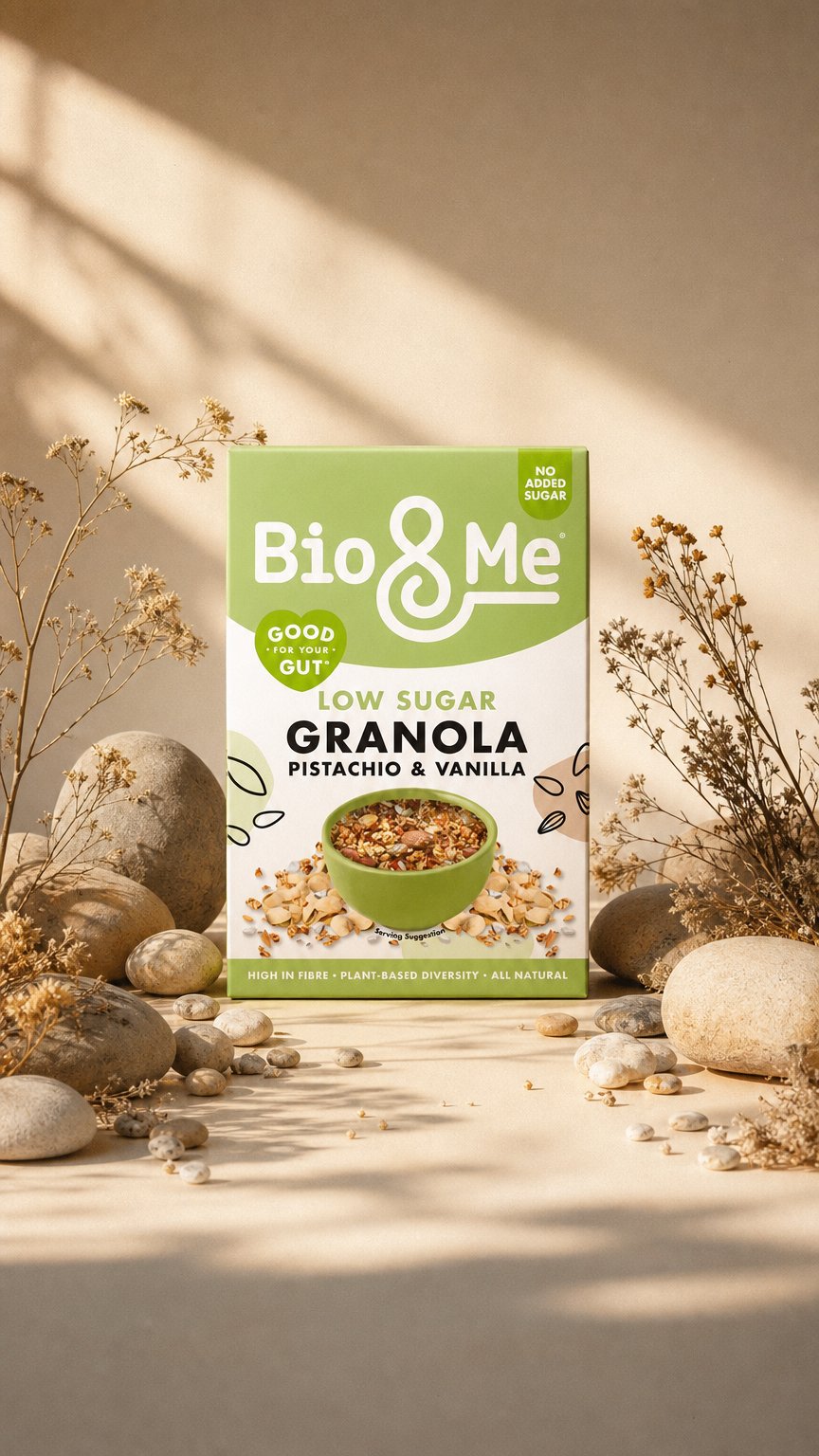 AI product shot of PISTACHIO & VANILLA GRANOLA (360g)