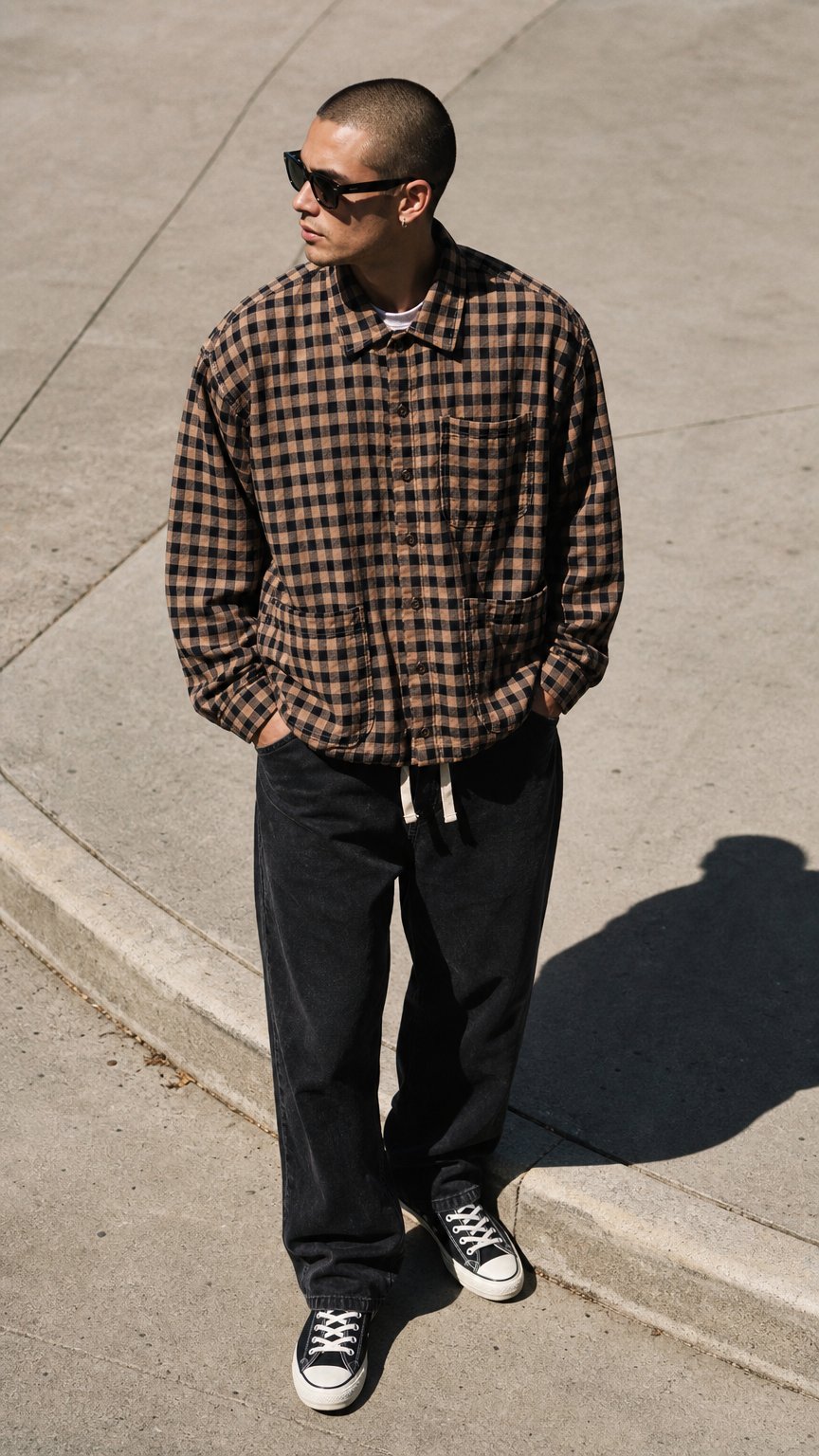 AI product shot of PLAID COMFY SHIRT