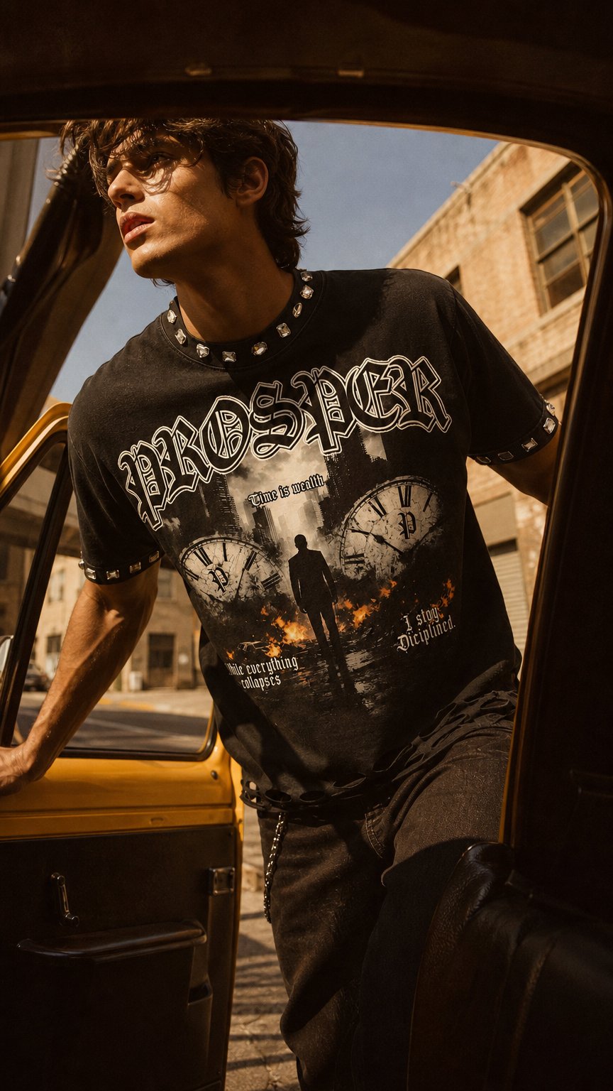 AI product shot of "CHARCOAL" TEE