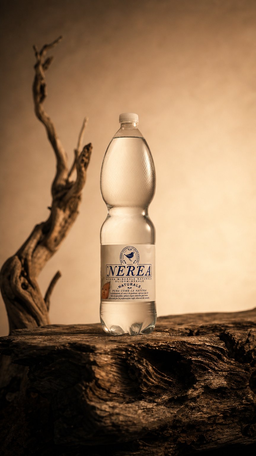 AI product shot of Acqua Nerea Naturale da 1,5 litri in plastica-PET - Scegli il numero di casse