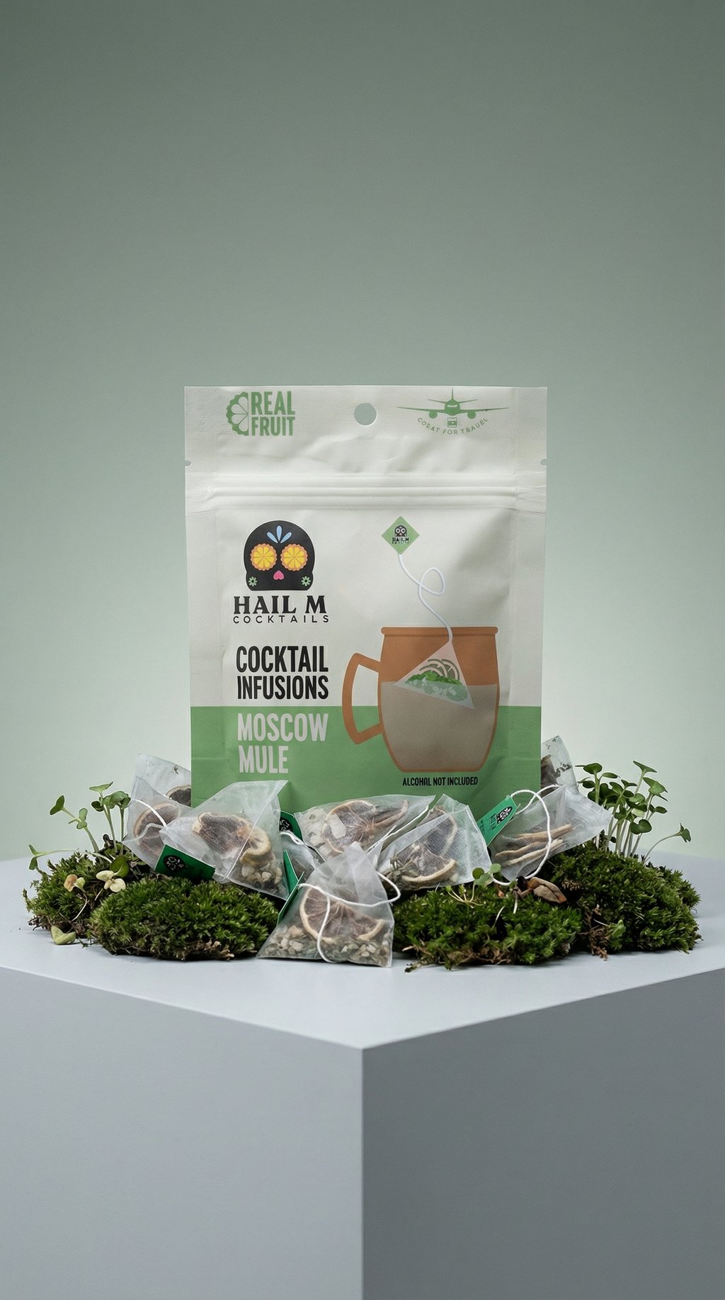 AI product shot of Moscow Mule Infusion Kit – Sugar Free Travel Cocktail Tea Bags