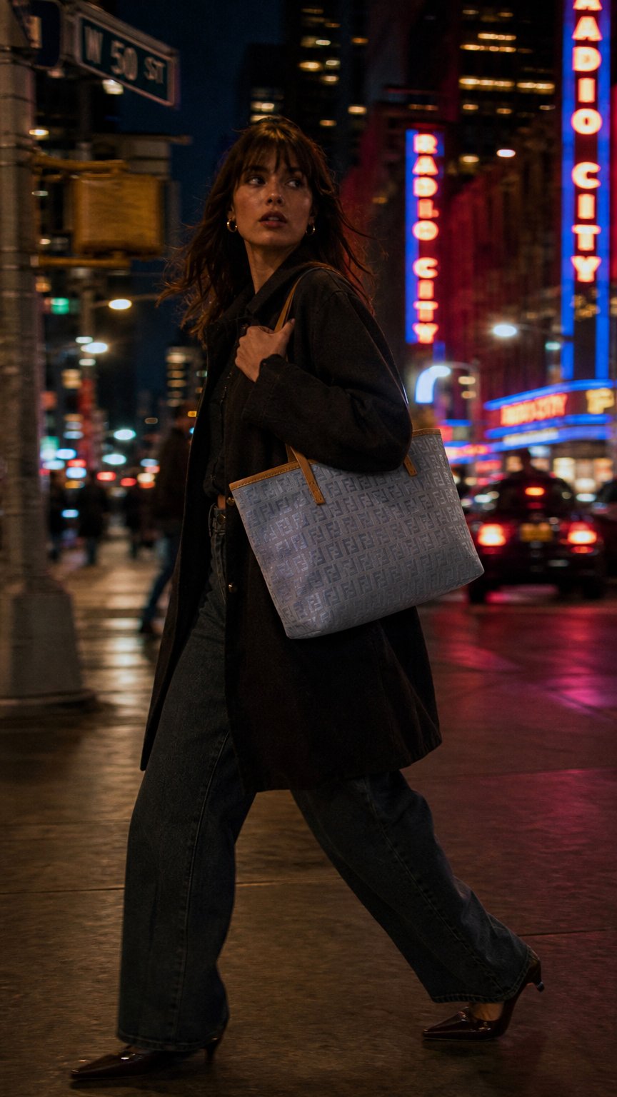 AI product shot of FENDI Mini Tote Blue Cloth Canvas