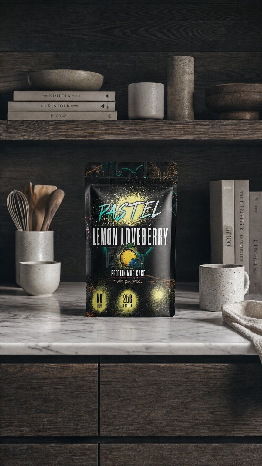 AI product shot of Lemon Loveberry Mug Cake