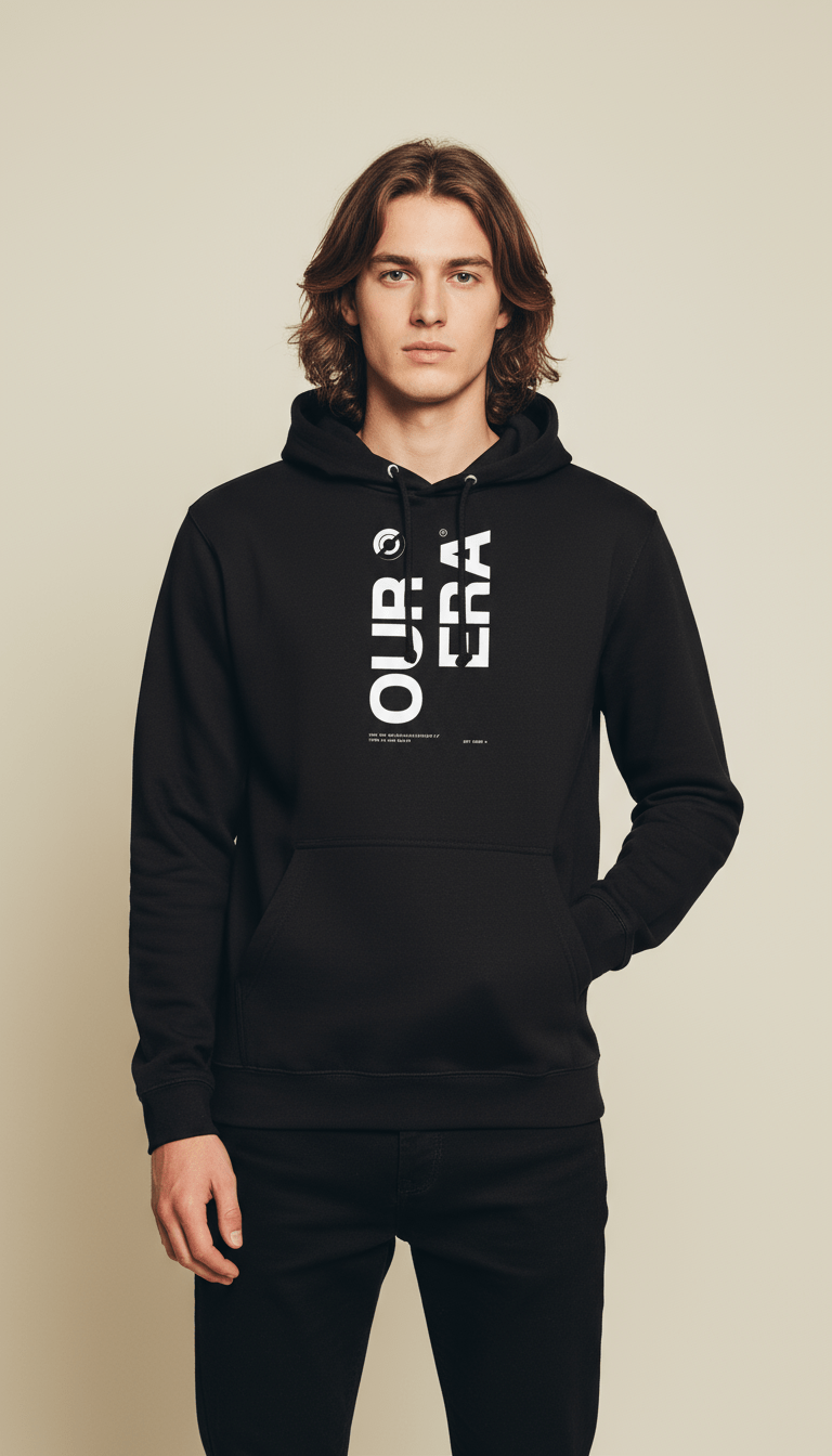AI product shot of Our Era Flagship Premium Hoodie (Light)
