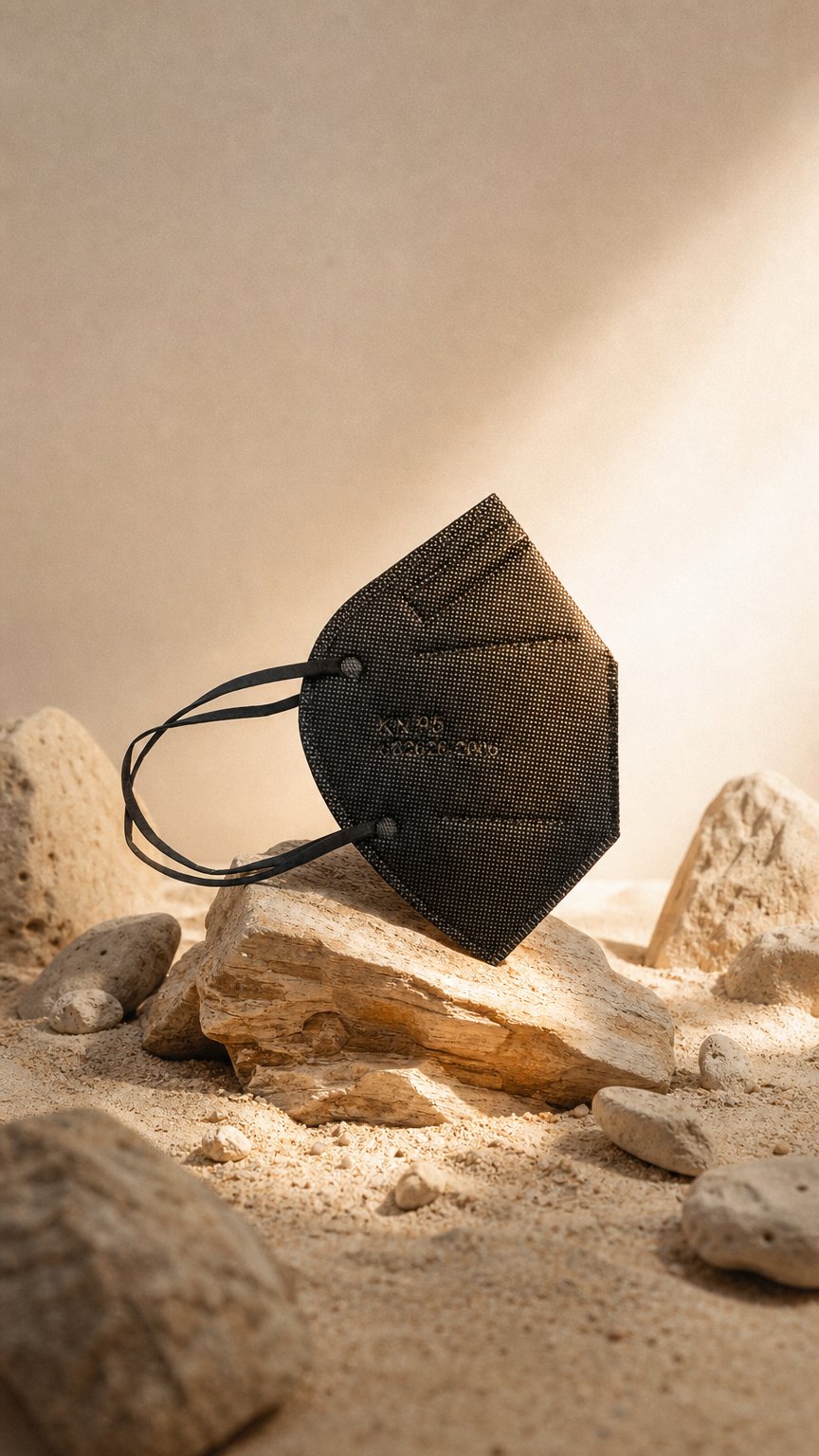 AI product shot of EVADE™ All-Black KN95 Mask (12-pack) | Premium Filtration & Style