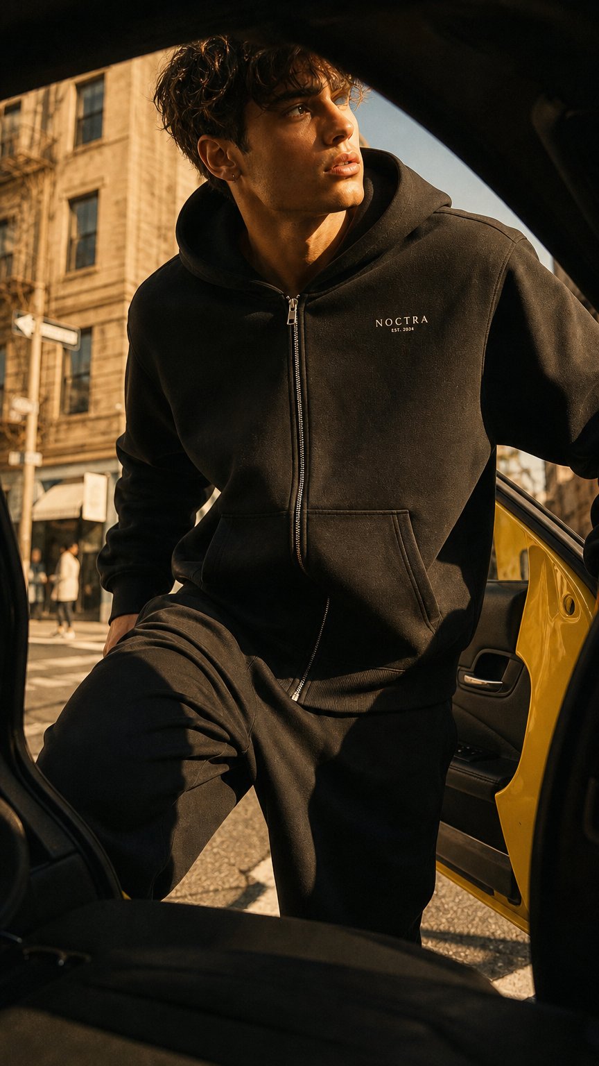 AI product shot of NOCTRA Heavyweight Pocket Hoodie