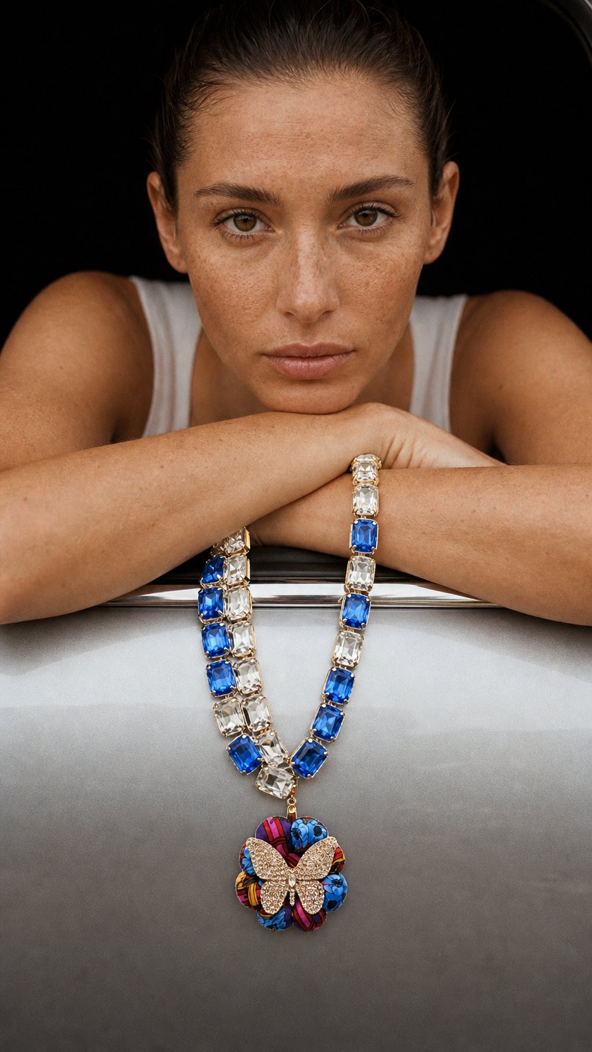 AI product shot of Gucci Butterfly Vintage Silk Necklace