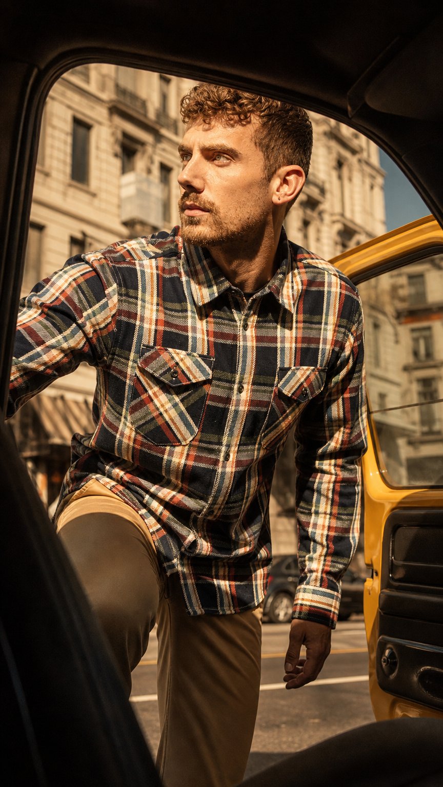 AI product shot of UES Heavy Flannel Shirt Navy