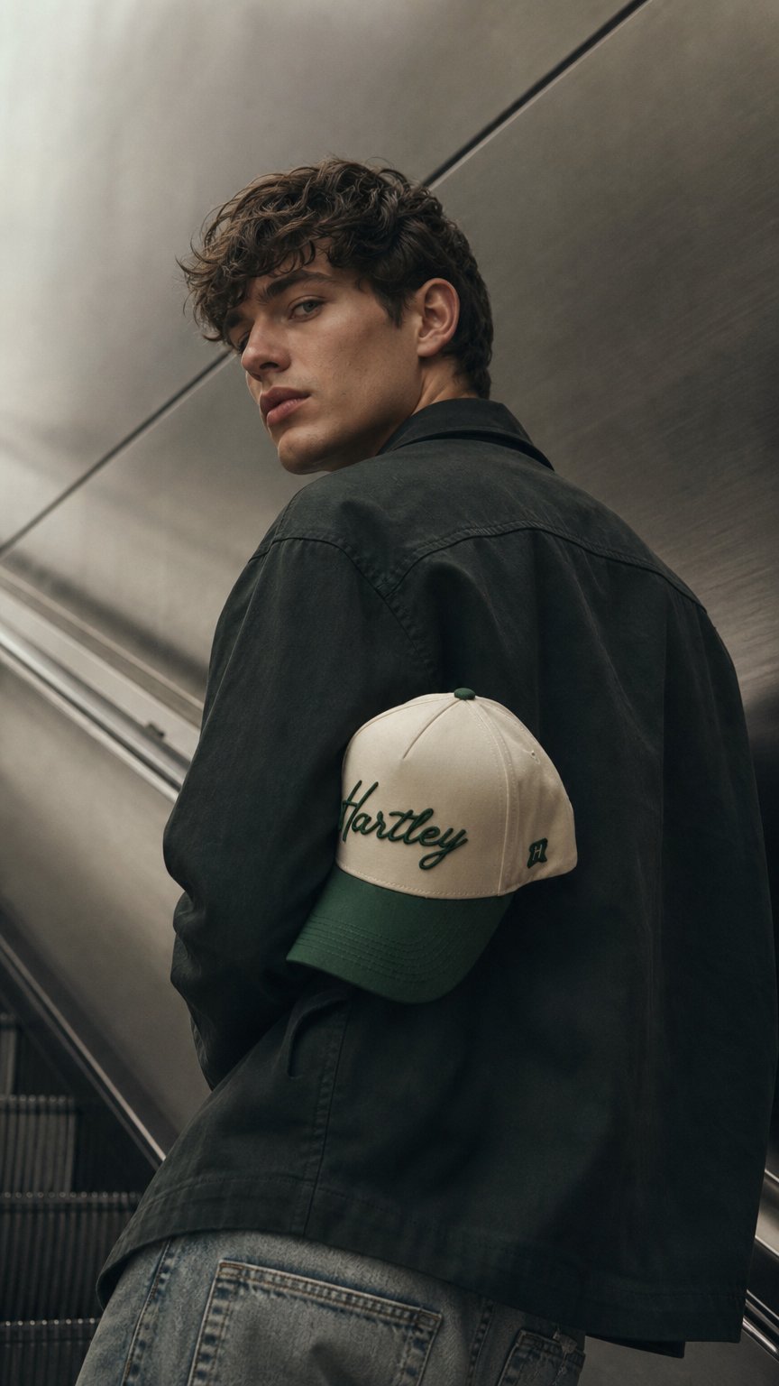 AI product shot of Green "Hartley" Script | The Original Snapback