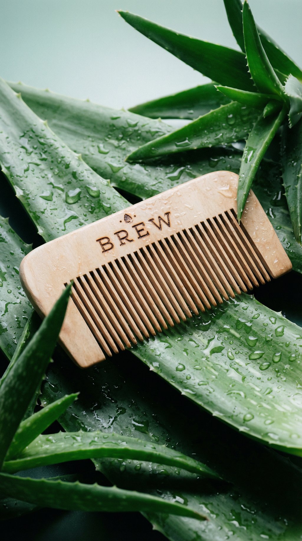 AI product shot of BREW Beard Comb