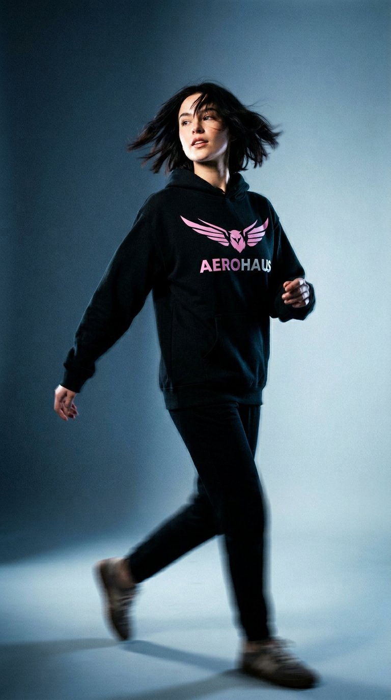 AI product shot of Aerohaus Her Travel hoodie