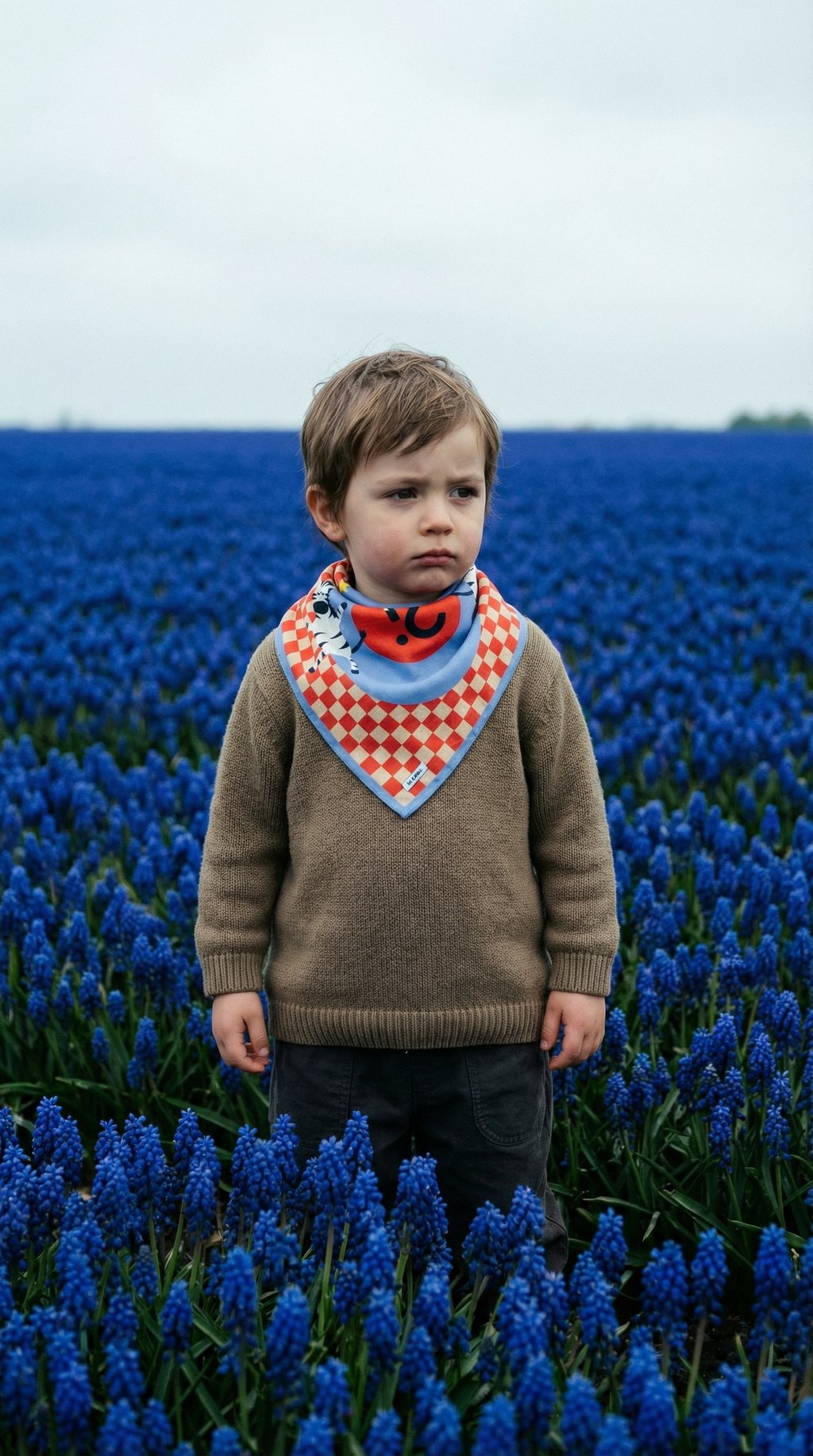 AI product shot of Kids Bandana - Zebra Parade. red