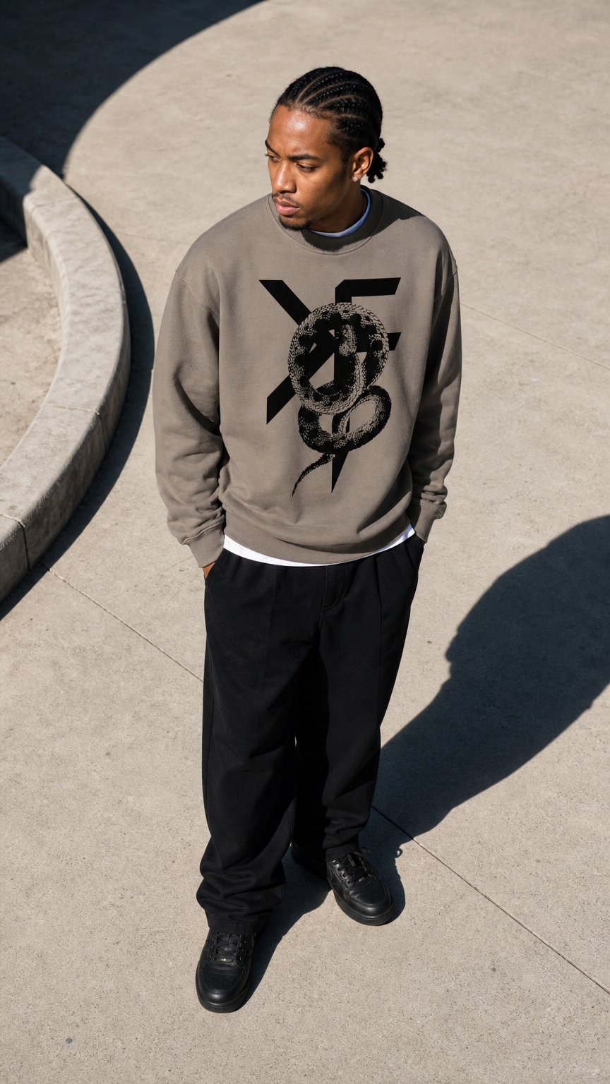 AI product shot of SCALES Fleeced Sweatshirt - Gray Coffee