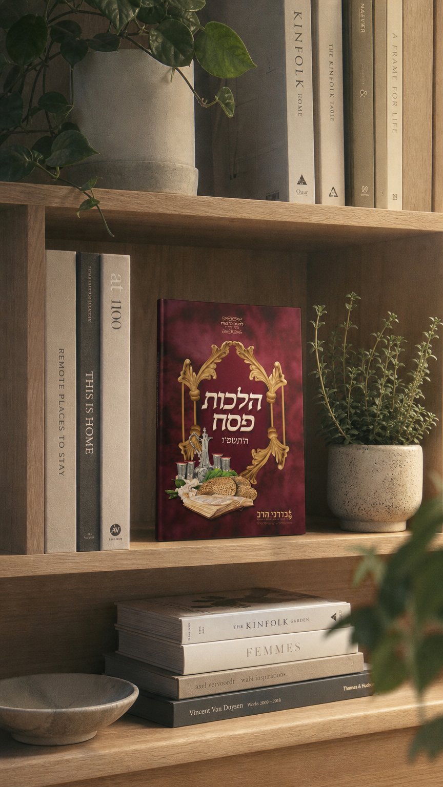 AI product shot of קובץ הלכות פסח תשפ"ו מאת הרב מאיר אשכנזי שליט"א