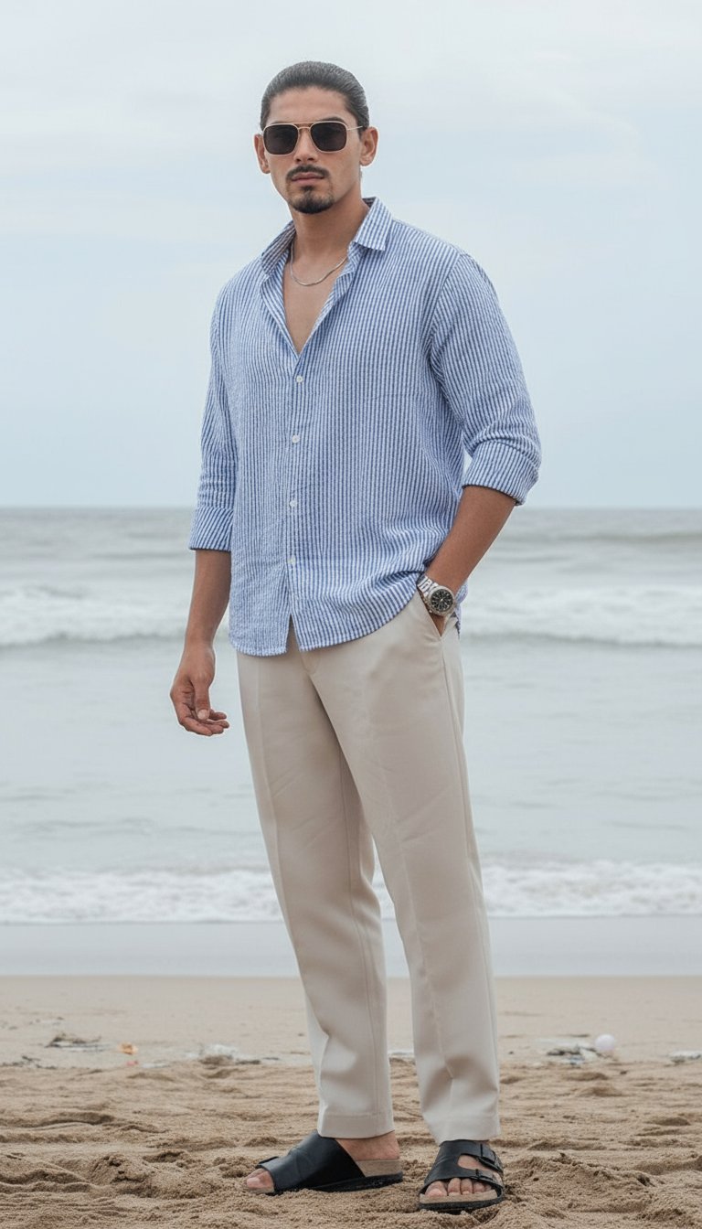 AI product shot of Men Micro Checks Checked Casual Shirt