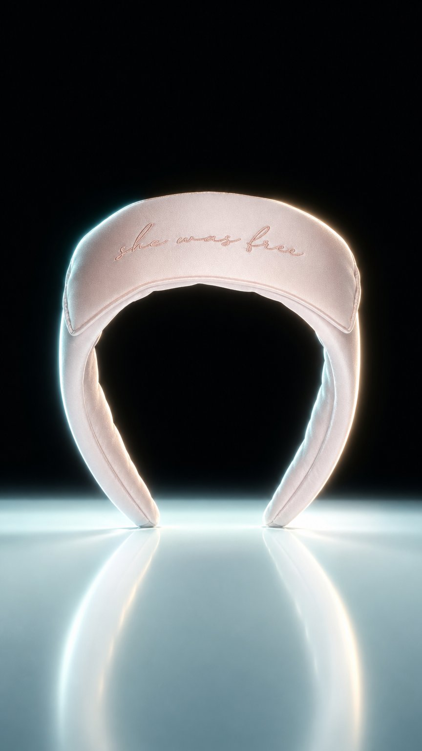 AI product shot of Pink Skies Luxury Silk Headband