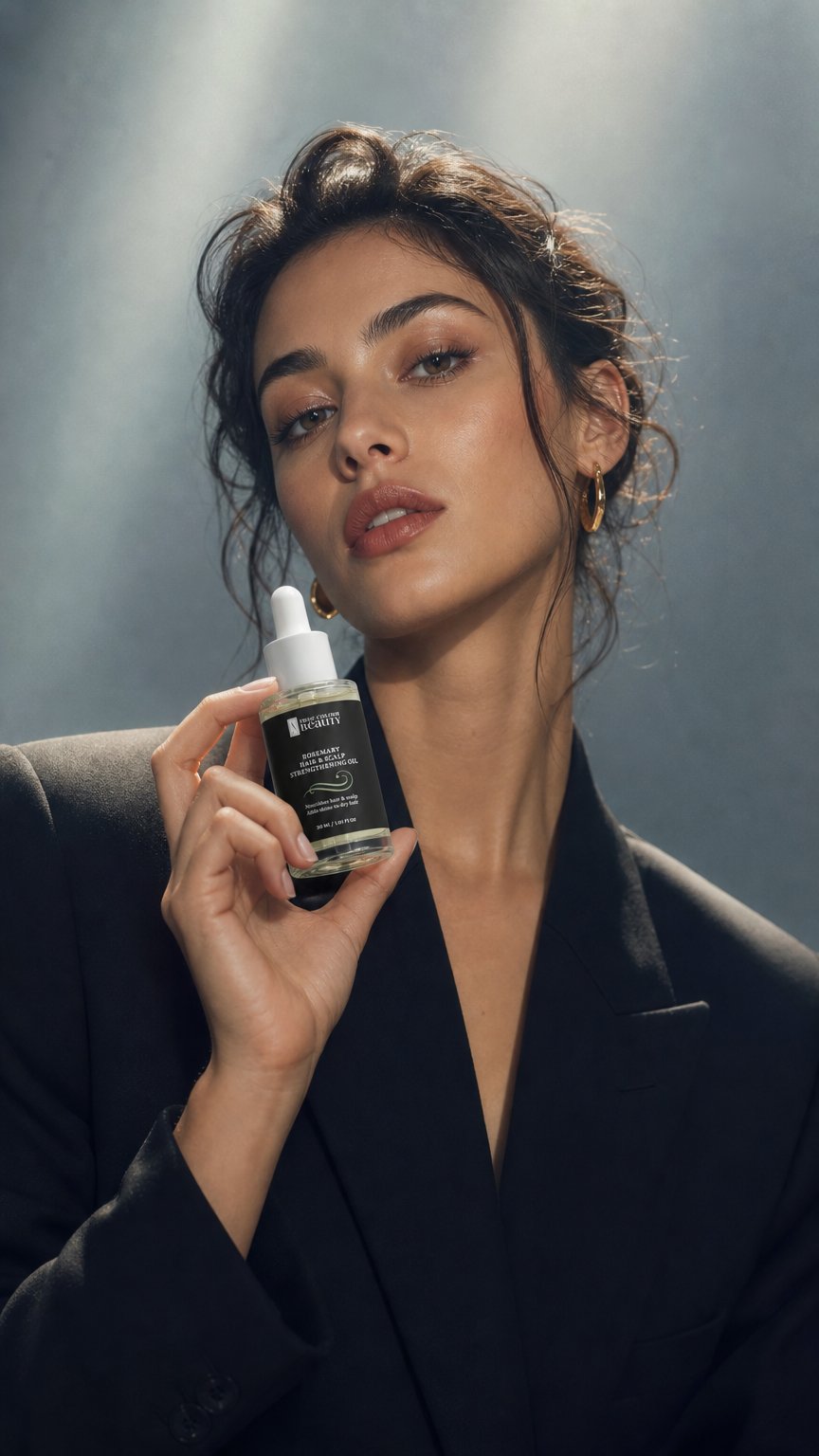 AI product shot of Rosemary Hair & Scalp Strengthening Oil