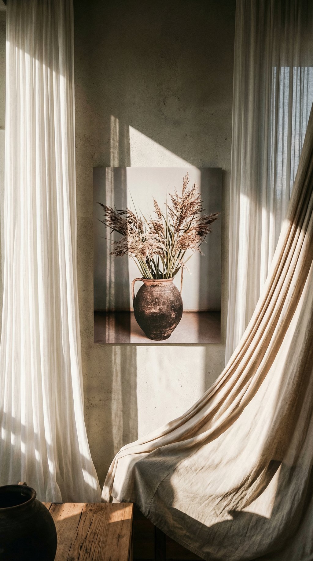 AI product shot of Rustic Reed Vase Print