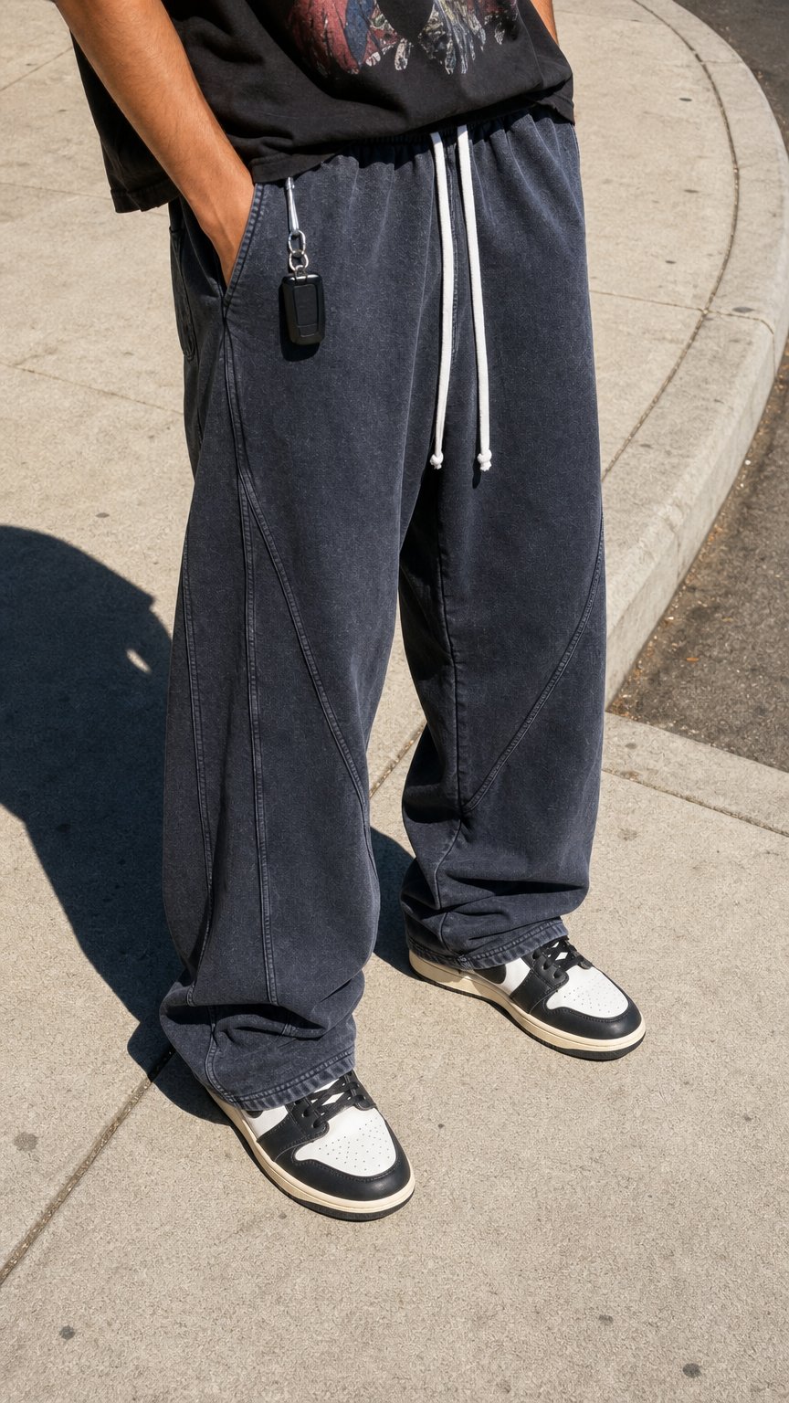 AI product shot of Black Washed Sweatpants