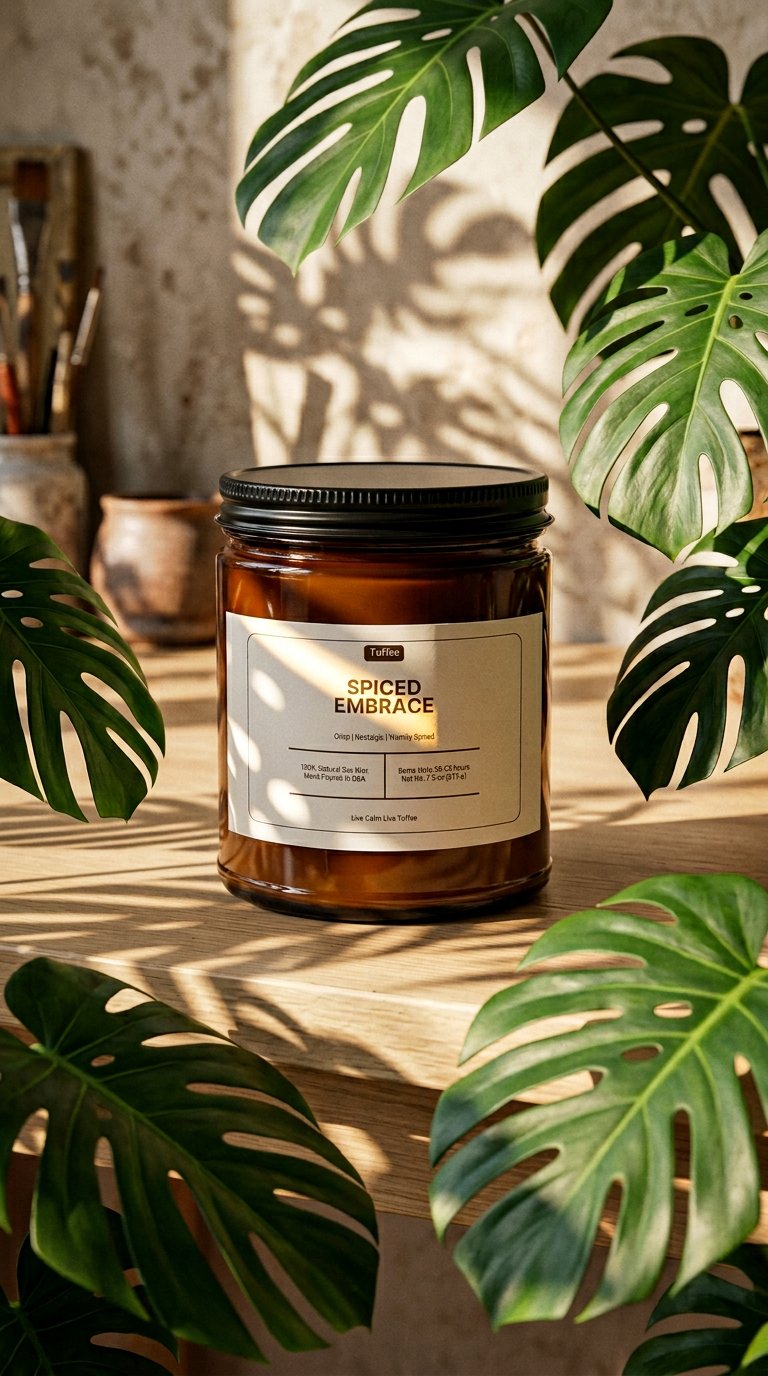 AI product shot of Spiced Embrace Candle