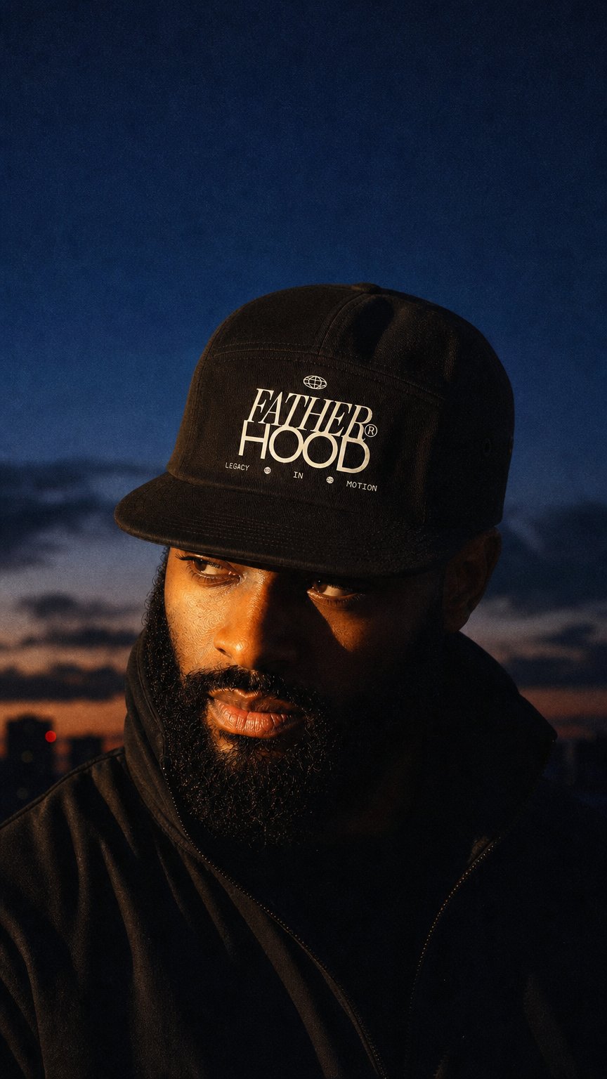 AI product shot of The Legacy Cap - Midnight Black