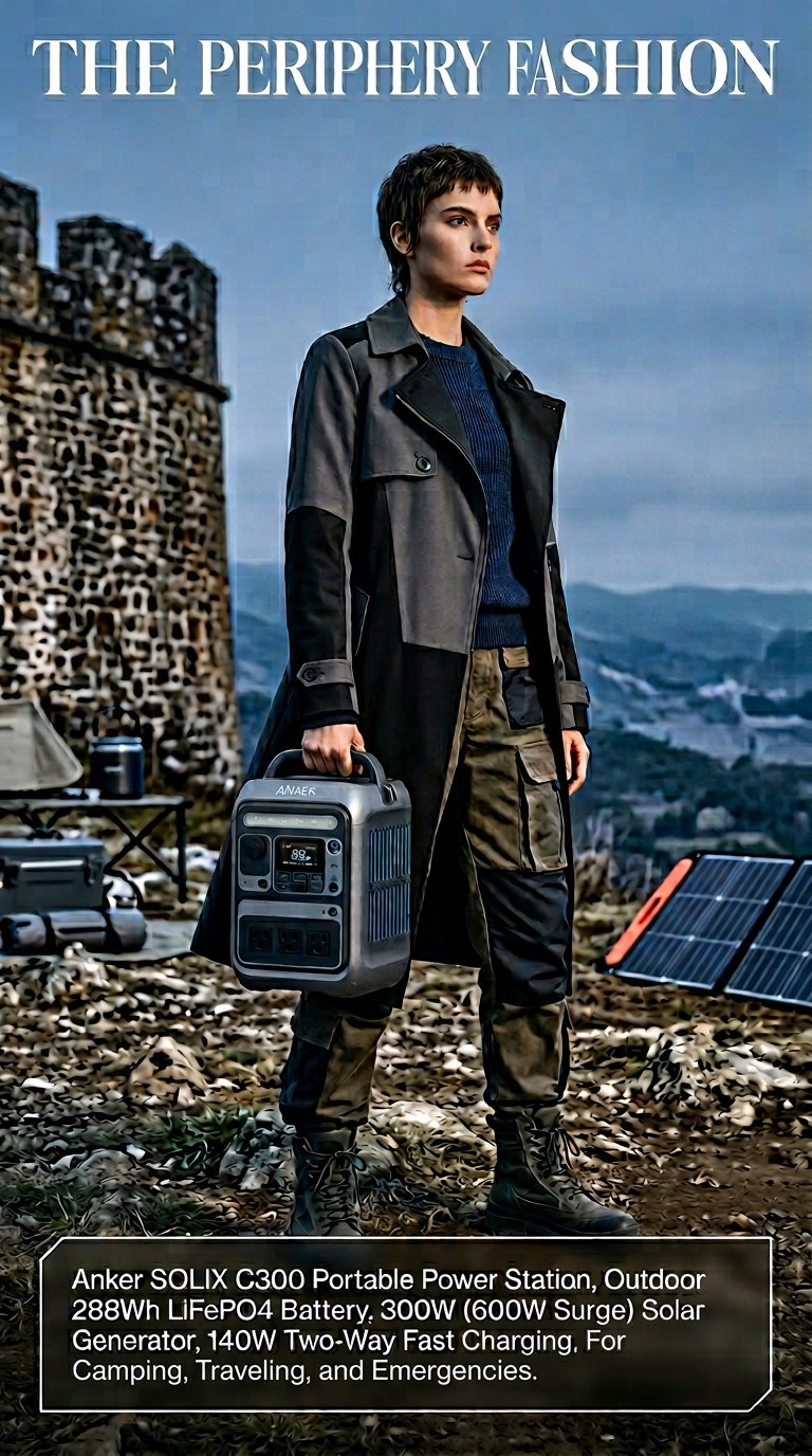 AI product shot of Anker SOLIX C300 Portable Power Station, Outdoor 288Wh LiFePO4 Battery, 300W (600W Surge) Solar Generator, 140W Two-Way Fast Charging, For Camping, Traveling, and Emergencies