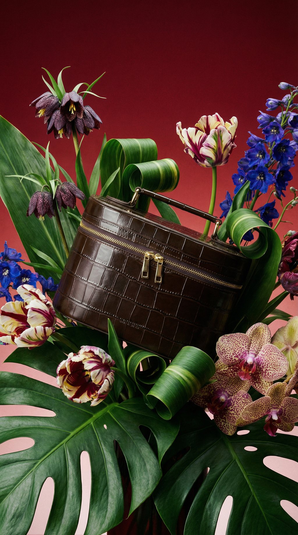 AI product shot of Croc Vanity Case Espresso