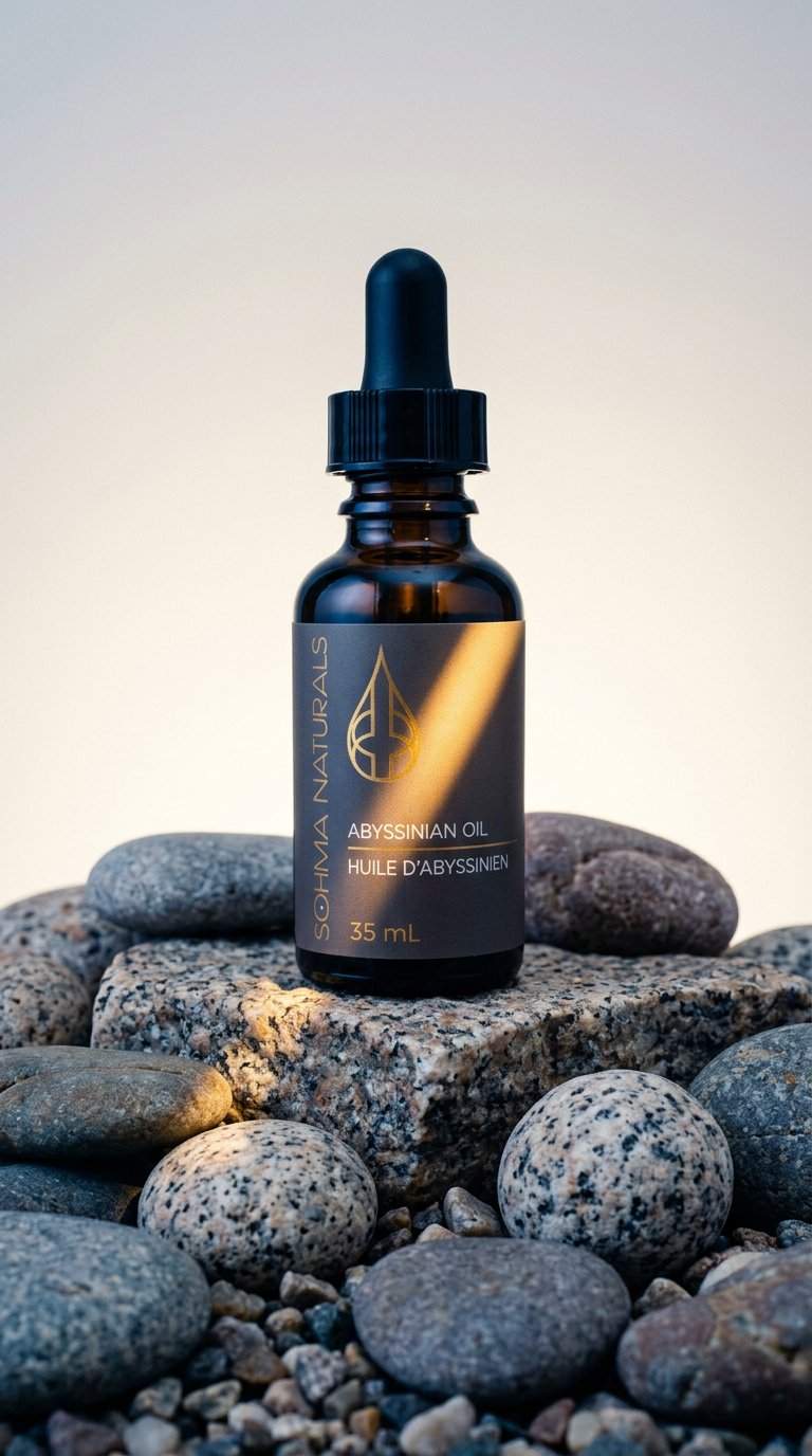 AI product shot of ABYSSINIAN OIL