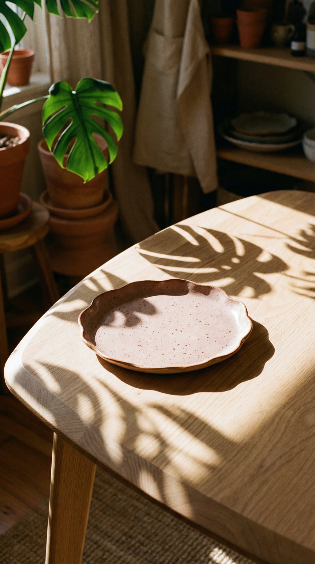 AI product shot of Scalloped Handmade Stoneware Plates