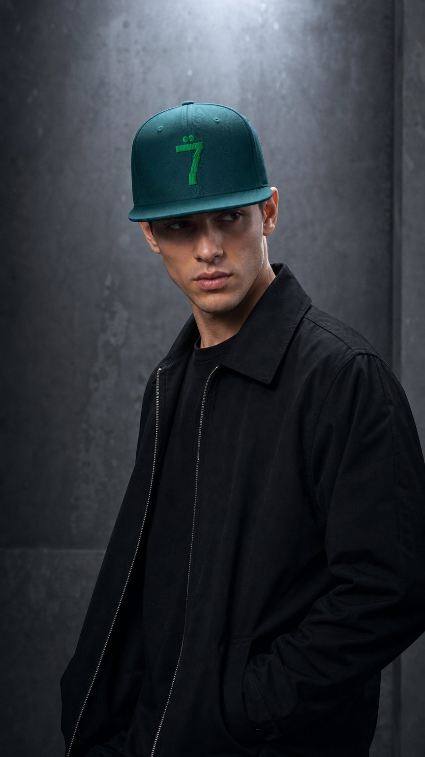 AI product shot of 7EVERE Infamous 7 - Kelly Green Snapback