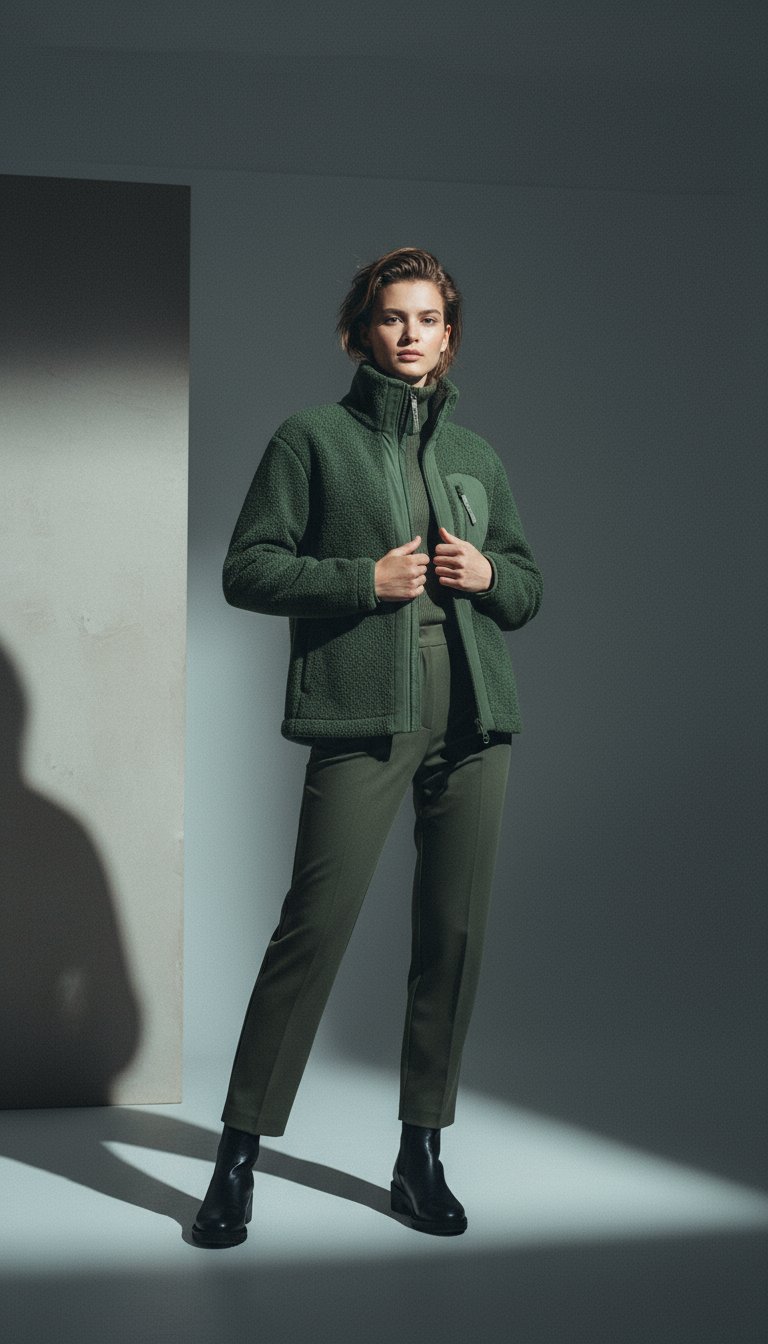 AI product shot of Minna Wool Fleece Jacket Green