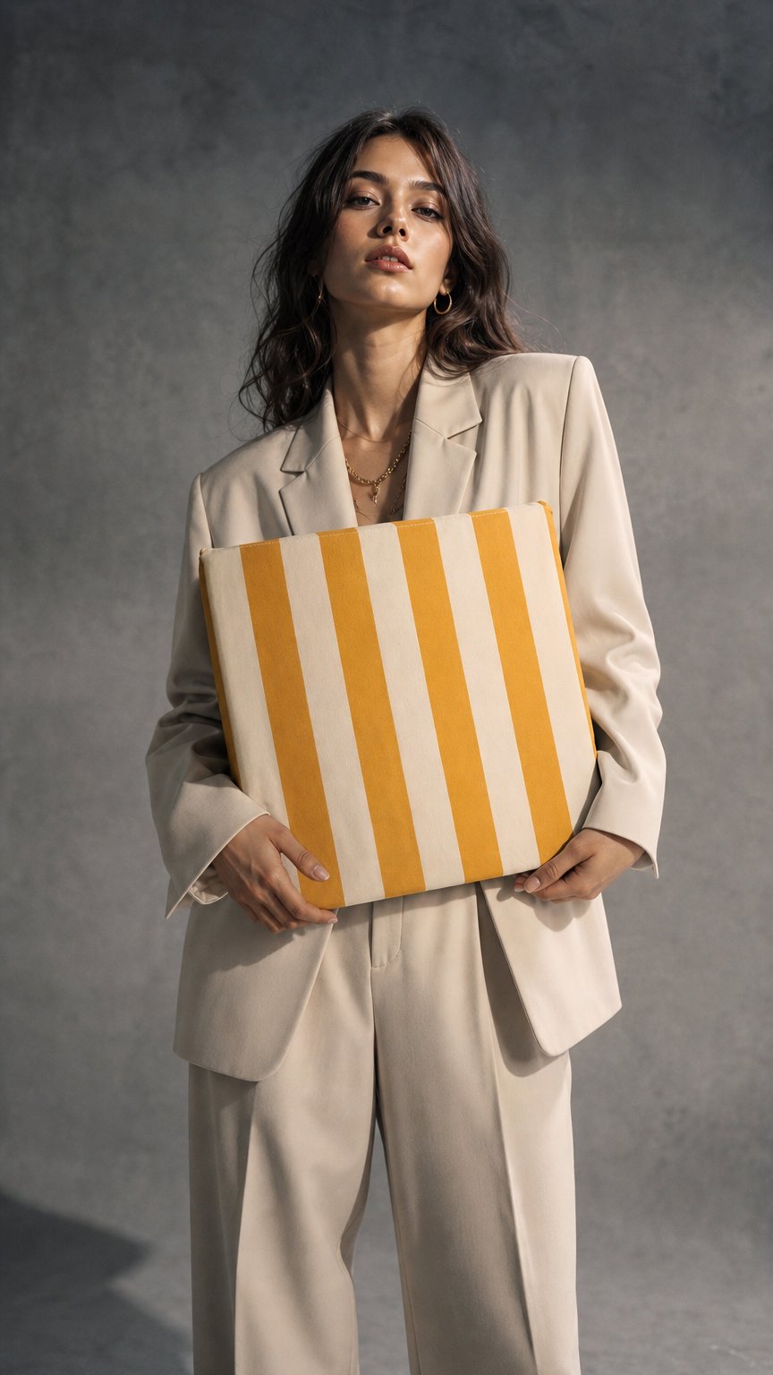 AI product shot of Ochre Stripe Hot Seat