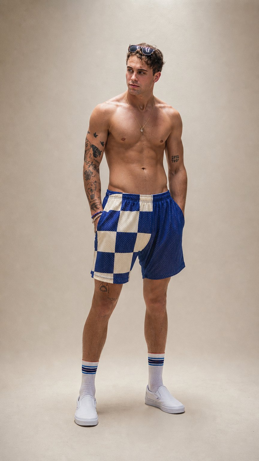 AI product shot of 4" Pocket Lounge Short ~ Beach Patrol