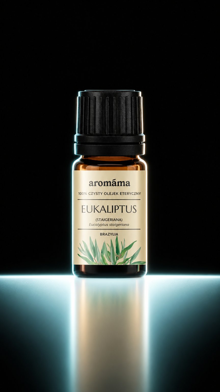 AI product shot of Olejek eteryczny z eukaliptusa staigeriana
