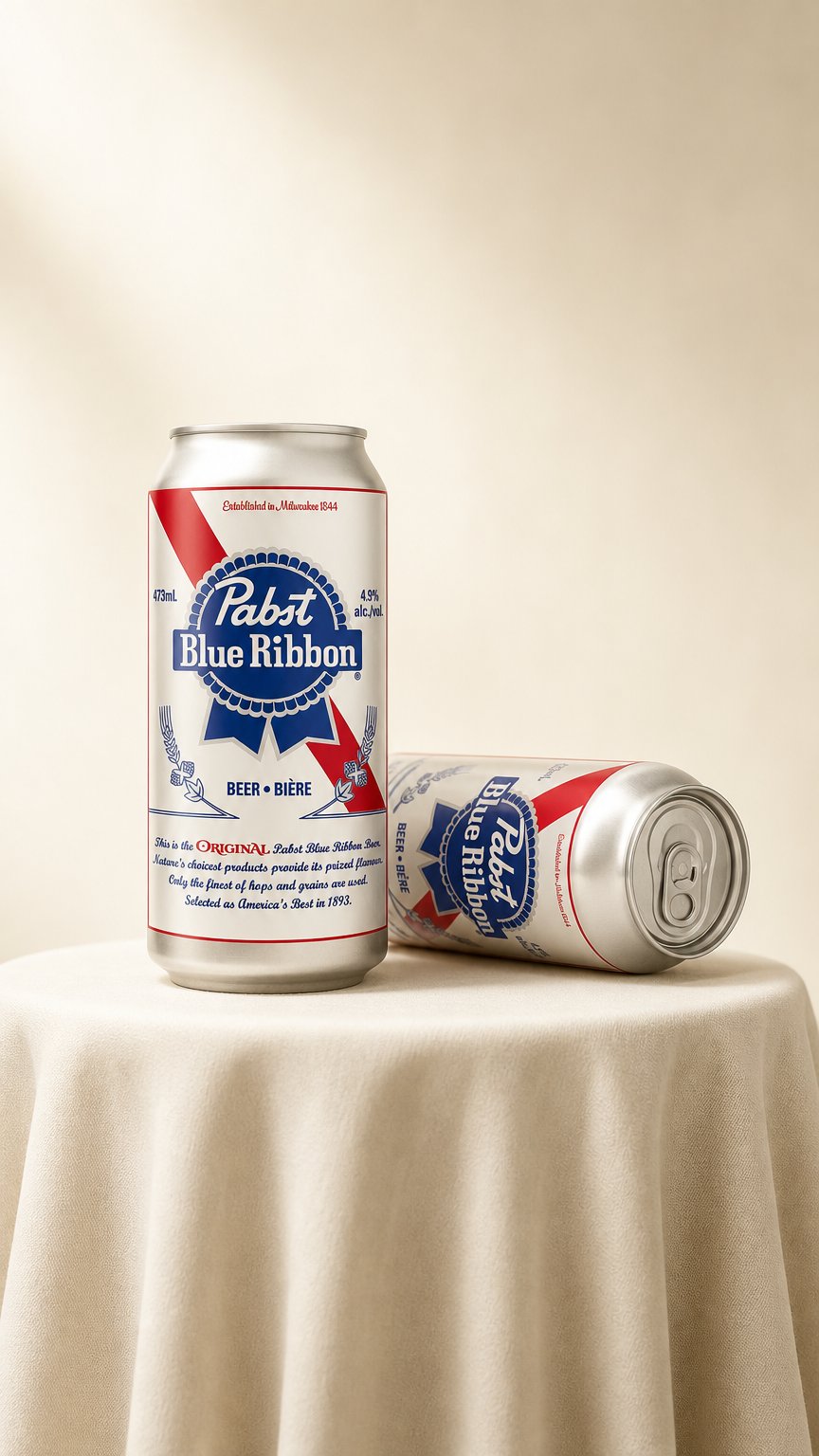 AI product shot of Pabst Blue Ribbon - Lager