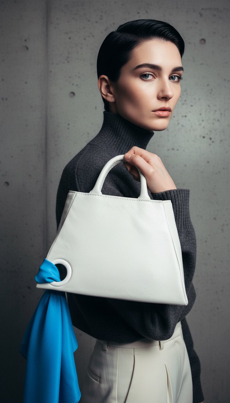 AI product shot of Off White Leather Bag